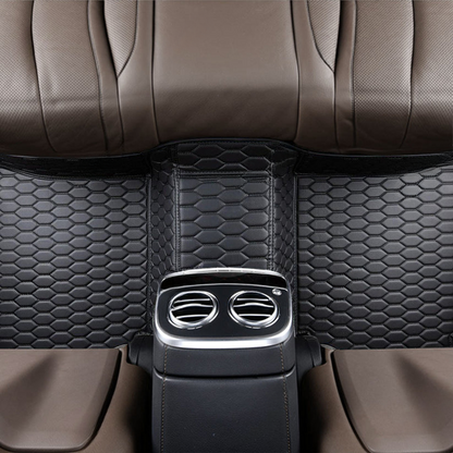 BLACK & BLACK STITCHING HONEY COMB LUXURY CAR MATS SET