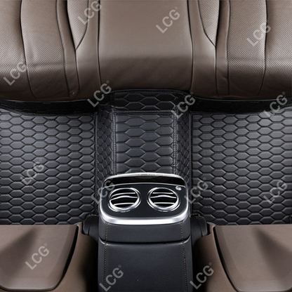 BLACK & BLACK STITCHING HONEY COMB LUXURY CAR MATS SET