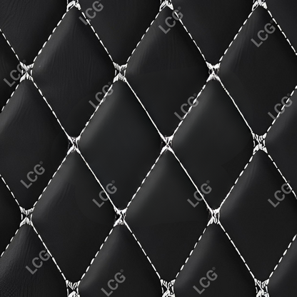 BLACK & WHITE STITCHING DIAMOND LUXURY BASE TRUNK CAR MATS SET