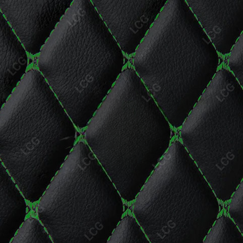 BLACK & GREEN STITCHING 3D SERIES DIAMOND LUXURY TRUNK CAR MATS SET