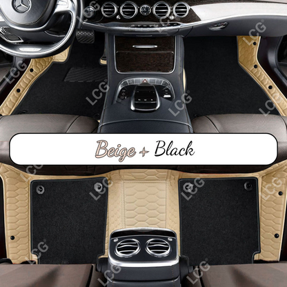 CREAM BEIGE HONEYCOMB BASE DOUBLE LAYER CAR MAT SET
