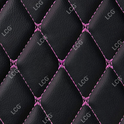 BLACK & PURPLE STITCHING DIAMOND LUXURY BASE TRUNK CAR MATS SET