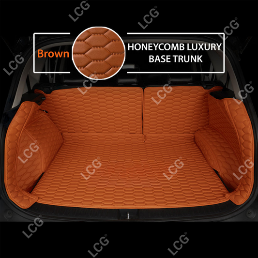 CARAMEL BROWN 3D SERIES HONEY COMB LUXURY TRUNK CAR MATS SET
