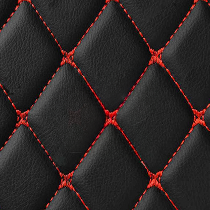 BLACK & RED DIAMOND PATTERN CAR MATS SET