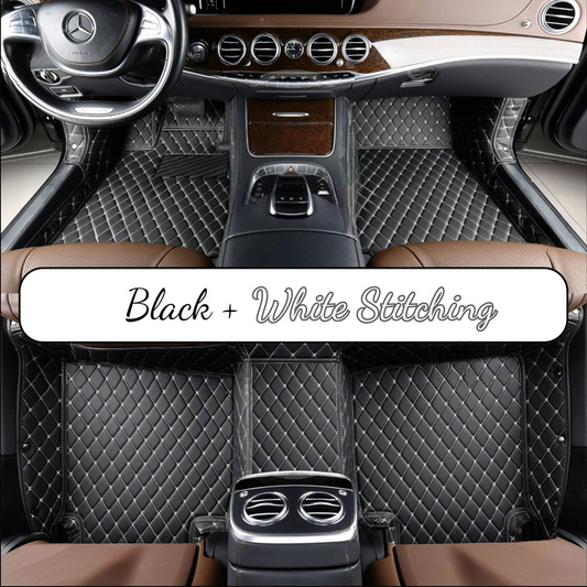 BLACK & WHITE DIAMOND PATTERN CAR MATS SET