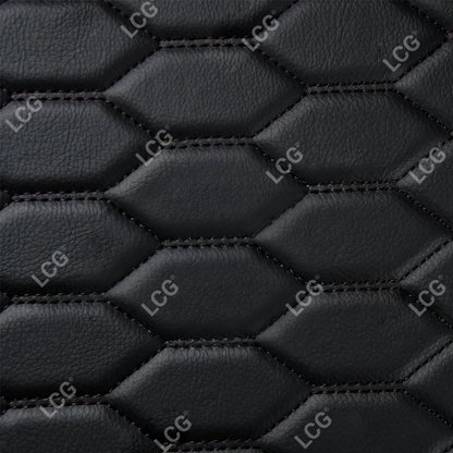 BLACK & RED STITCHING HONEYCOMB BASE DOUBLE LAYER CAR MAT SET
