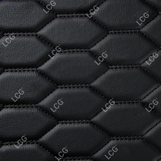 BLACK & RED STITCHING HONEYCOMB BASE DOUBLE LAYER CAR MAT SET