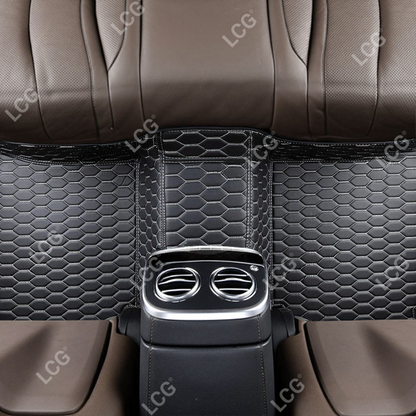 BLACK & WHITE STITCHING HONEY COMB LUXURY CAR MATS SET