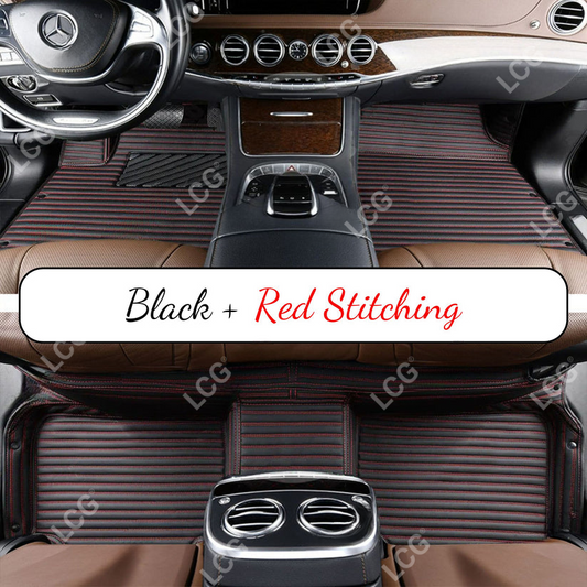 GALAXY CUSTOM SINGLE LAYER CAR MATS SET BLACK & RED