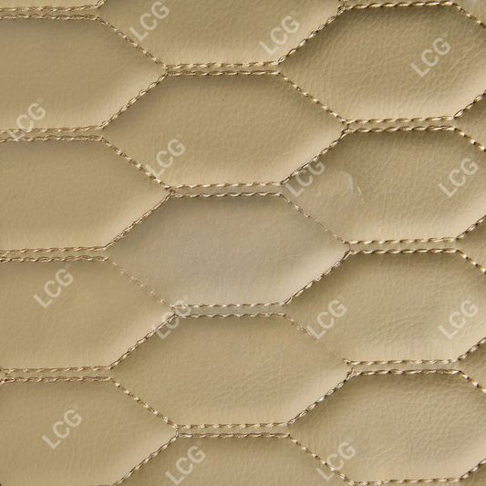 CREAM BEIGE HONEYCOMB BASE DOUBLE LAYER CAR MAT SET