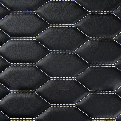 BLACK & WHITE STITCHING HONEYCOMB LUXURY BASE TRUNK CAR MATS SET