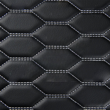 BLACK & WHITE STITCHING HONEY COMB LUXURY CAR MATS SET