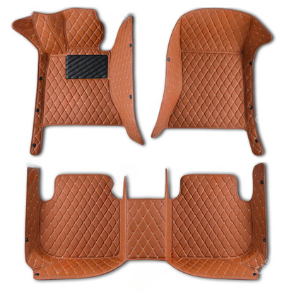 CARAMEL BROWN DIAMOND PATTERN CAR MATS SET