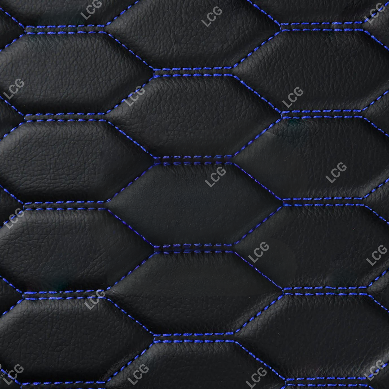 BLACK & BLUE STITCHING HONEY COMB LUXURY CAR MATS SET