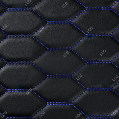 BLACK & BLUE STITCHING HONEY COMB LUXURY CAR MATS SET