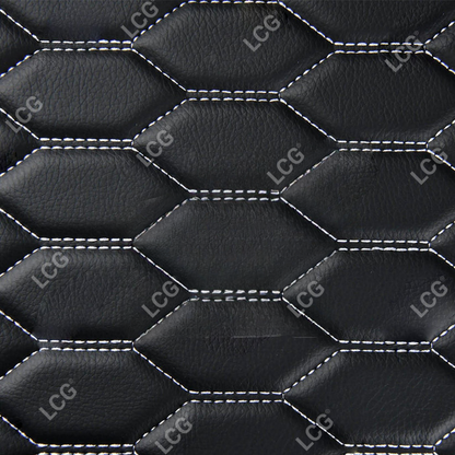 BLACK & WHITE STITCHING HONEY COMB LUXURY CAR MATS SET