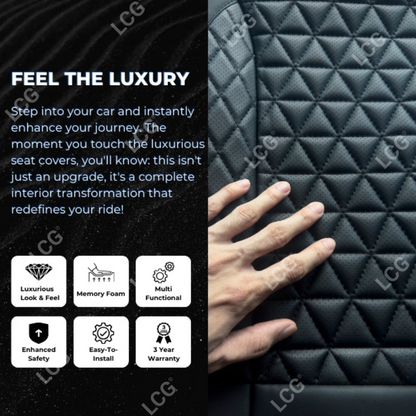 Breathable Waterproof Diamond Pattern Leather Seat Cover for Cars
