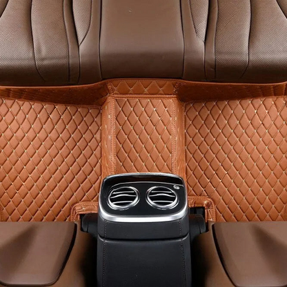 CARAMEL BROWN DIAMOND PATTERN CAR MATS SET
