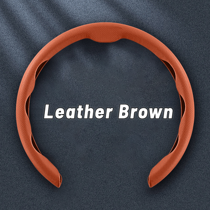 Nelxy Customized Car Logo Breathable Ultra-thin 5D Leather & Carbon Car Steering Wheel Cover Universal Fit
