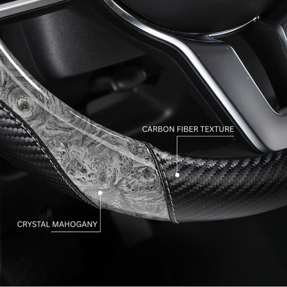 Crystal Peach Carbon Fiber High-Grade Anti-Slip Car Steering Wheel Cover