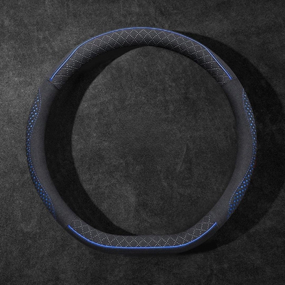 Rivo Suede Steering Wheel Cover – Non-Slip, Breathable, Sweat-Absorbing, 4-Season Universal Fit