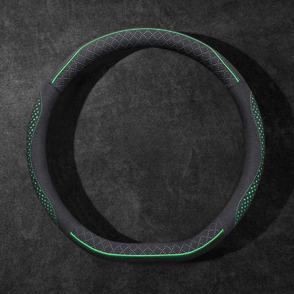 Rivo Suede Steering Wheel Cover – Non-Slip, Breathable, Sweat-Absorbing, 4-Season Universal Fit