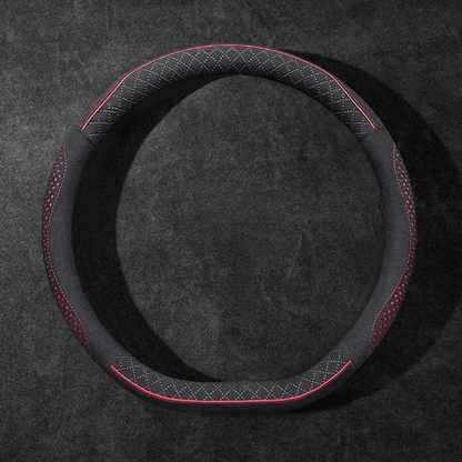 Rivo Suede Steering Wheel Cover – Non-Slip, Breathable, Sweat-Absorbing, 4-Season Universal Fit