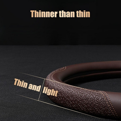 Geni Ultra-thin Steering Wheel Cover | Anti-slip, Sweat-absorbing, Soft Leather Pattern Round Handlebar Cover