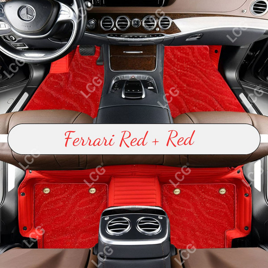 BEIGE STRIPE BASE WITH BEIGE TOP CARPET DOUBLE LAYER GALAXY CAR MAT SET