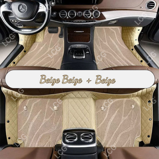 BEIGE DIAMOND BASE WITH BEIGE TOP CARPET DOUBLE LAYER GALAXY CAR MAT SET