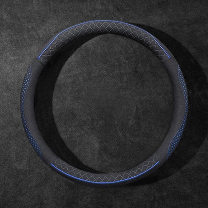 Rivo Suede Steering Wheel Cover – Non-Slip, Breathable, Sweat-Absorbing, 4-Season Universal Fit