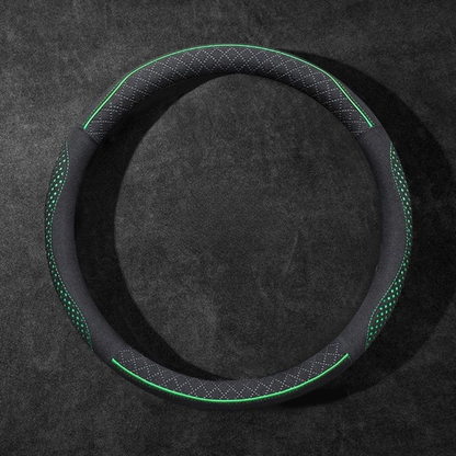Rivo Suede Steering Wheel Cover – Non-Slip, Breathable, Sweat-Absorbing, 4-Season Universal Fit