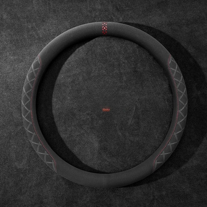 Rivo Suede Steering Wheel Cover – Non-Slip, Breathable, Sweat-Absorbing, 4-Season Universal Fit