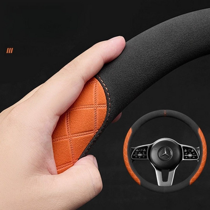 Rivo Suede Steering Wheel Cover – Non-Slip, Breathable, Sweat-Absorbing, 4-Season Universal Fit