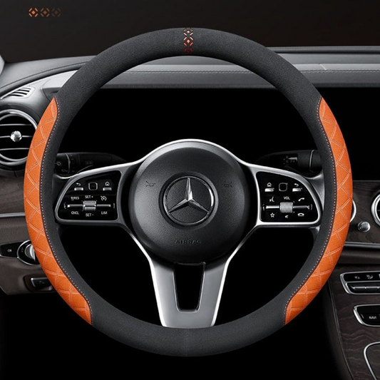Rivo Suede Steering Wheel Cover – Non-Slip, Breathable, Sweat-Absorbing, 4-Season Universal Fit