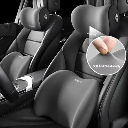 Memory Foam Car Neck Pillow – Ergonomic Headrest & Lumbar Support Cushion with Washable Cover