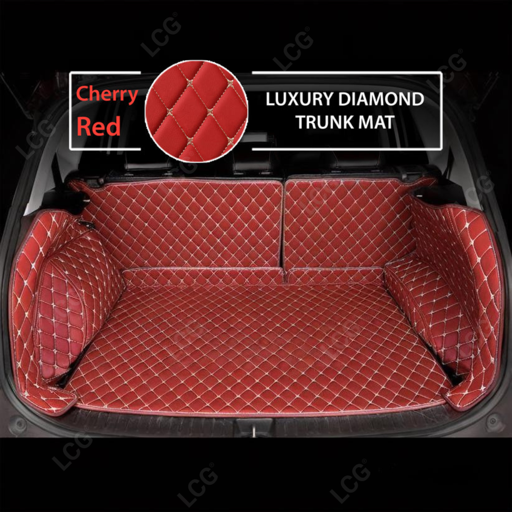 CHERRY RED 3D SERIES DIAMOND LUXURY TRUNK CAR MATS SET