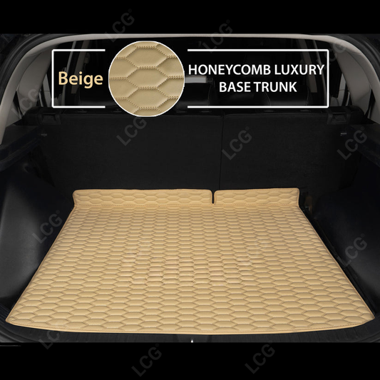 CREAM BEIGE HONEYCOMB LUXURY BASE TRUNK CAR MATS SET