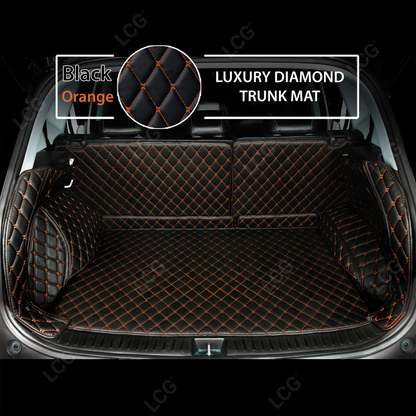 BLACK & ORANGE STITCHING 3D SERIES DIAMOND LUXURY TRUNK CAR MATS SET
