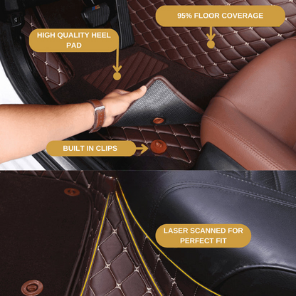 BLACK & BLACK STITCHING DIAMOND BASE WITH GRAY TOP CARPET DOUBLE LAYER CAR MAT SET