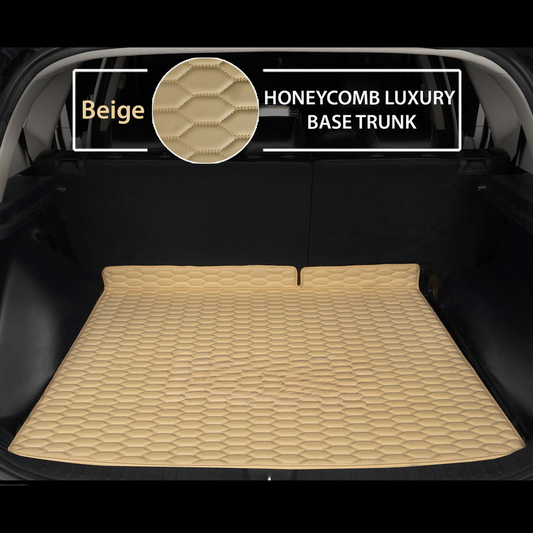 CREAM BEIGE HONEYCOMB LUXURY BASE TRUNK CAR MATS SET