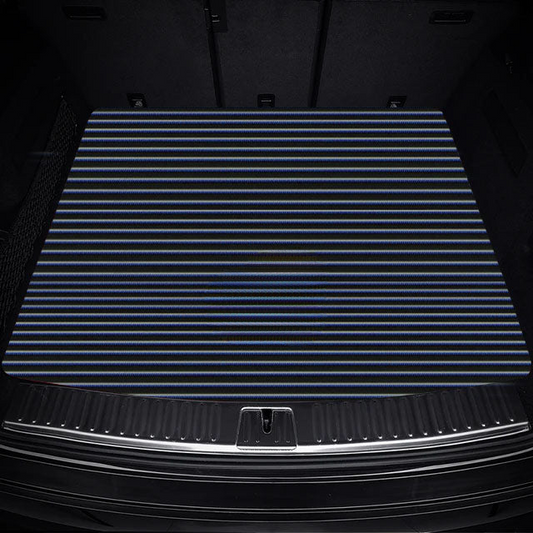 BLACK & BLUE STITCHING STRIPE LUXURY BASE TRUNK CAR MATS SET