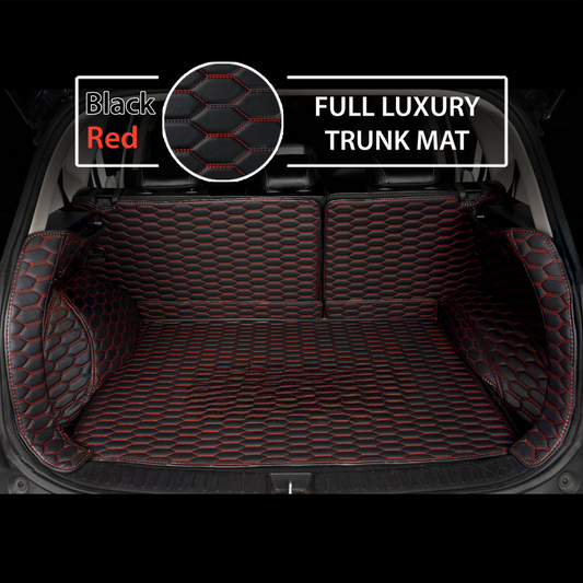 BLACK & RED STITCHING 3D SERIES HONEY COMB LUXURY TRUNK CAR MATS SET