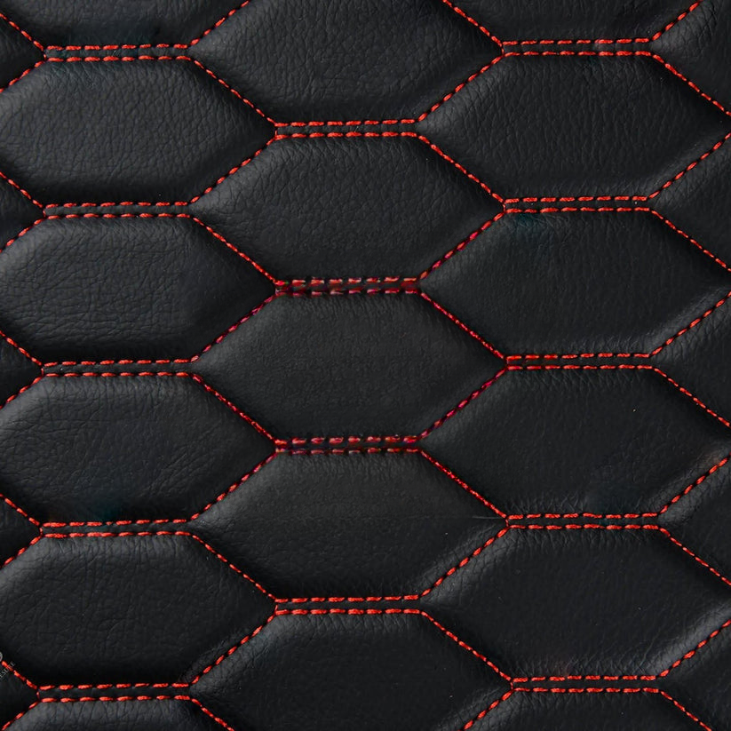 BLACK & RED STITCHING 3D SERIES HONEY COMB LUXURY TRUNK CAR MATS SET