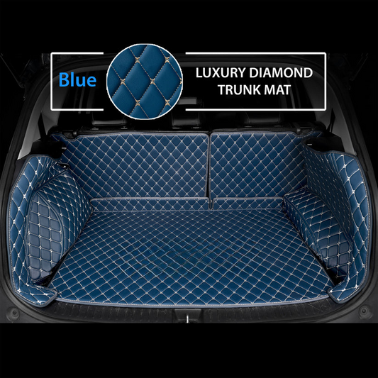 VINTAGE BLUE STITCHING 3D SERIES DIAMOND LUXURY TRUNK CAR MATS SET