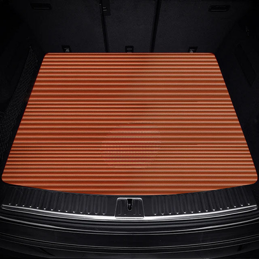 CARAMEL BROWN STRIPE LUXURY BASE TRUNK CAR MATS SET