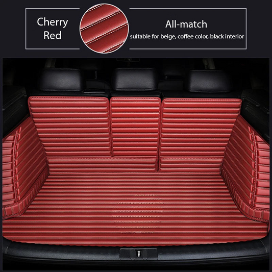 CHERRY RED 3D SERIES STRIPE LUXURY TRUNK CAR MATS SET
