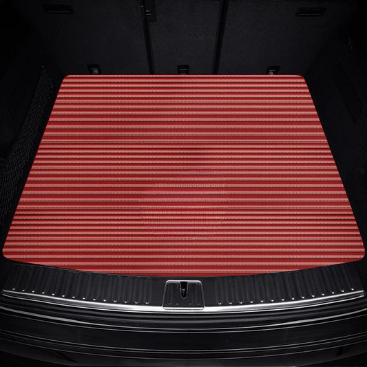 CHERRY RED STRIPE LUXURY BASE TRUNK CAR MATS SET