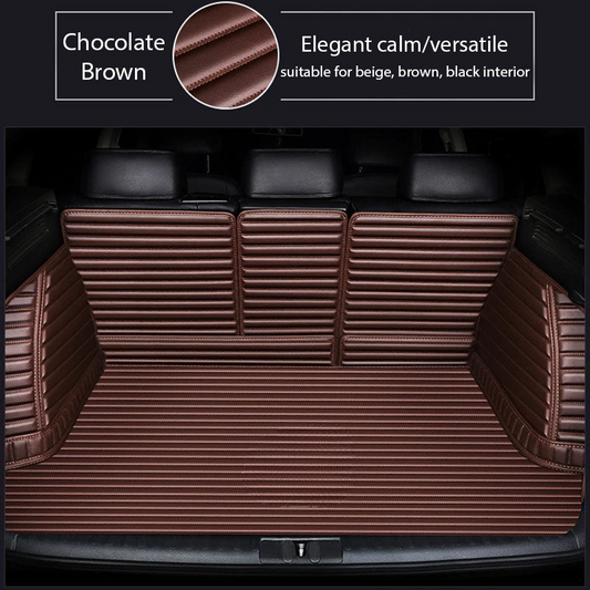 CHOCOLATE BROWN 3D SERIES STRIPE LUXURY TRUNK CAR MATS SET