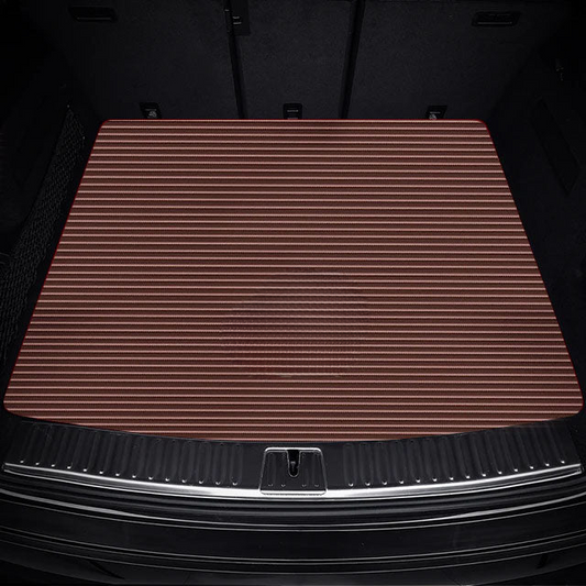CHOCOLATE BROWN STRIPE LUXURY BASE TRUNK CAR MATS SET